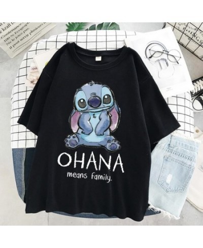 Stitch T-shirt ladies summer cartoon top T-shirt fashion men and women with the same white T-shirt bottoming $20.27 - Tops & ...