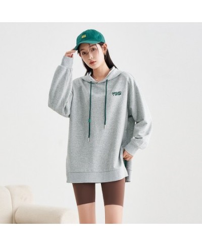 Women Hoodies 2023 Spring Long Sleeve Loose Hooded Sweatshirts Letter Print Split Hem Casual Chic Pullover $57.89 - Hoodies &...