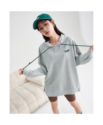 Women Hoodies 2023 Spring Long Sleeve Loose Hooded Sweatshirts Letter Print Split Hem Casual Chic Pullover $57.89 - Hoodies &...