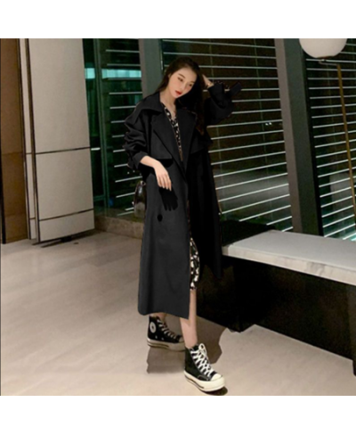 Autumn Winter Woman Long Trench Coat Fashion Korean Streetwear Loose Khaki Black Cloak Casual Elegant Women's Windbreaker Coa...