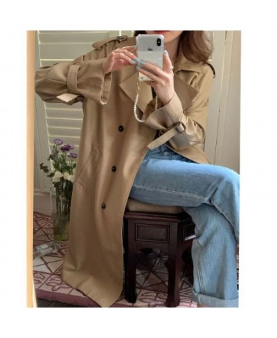 Autumn Winter Woman Long Trench Coat Fashion Korean Streetwear Loose Khaki Black Cloak Casual Elegant Women's Windbreaker Coa...