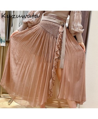 Hip Waist High A Line Skirt Women Draped Design Plaid Striped Split Jupe Femme Spring Summer 2023 New Outwear Faldas $85.76 -...