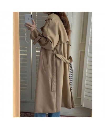 Autumn Winter Woman Long Trench Coat Fashion Korean Streetwear Loose Khaki Black Cloak Casual Elegant Women's Windbreaker Coa...