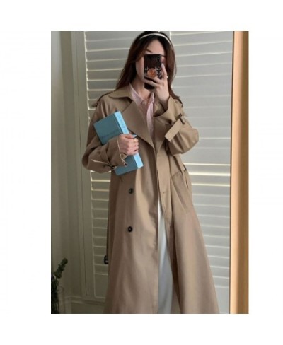 Autumn Winter Woman Long Trench Coat Fashion Korean Streetwear Loose Khaki Black Cloak Casual Elegant Women's Windbreaker Coa...