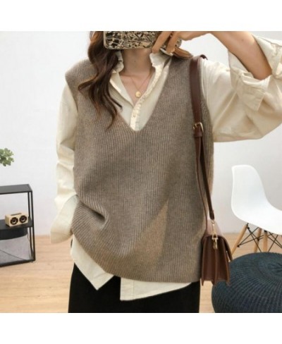 Vest Women Korean Style All-match Women Solid Loose Knitted Sweater Vest Ladies V-Neck Pullover Tops Teenager Girls Waistcoat...