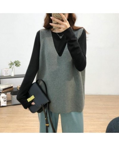 Vest Women Korean Style All-match Women Solid Loose Knitted Sweater Vest Ladies V-Neck Pullover Tops Teenager Girls Waistcoat...