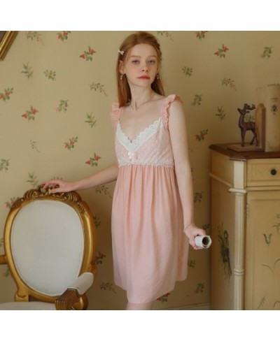 2023 Sling Nightgown Women's Summer Sleeveless French Style High-end Royal Princess Sweet Cute Pajamas Short dress $38.93 - S...