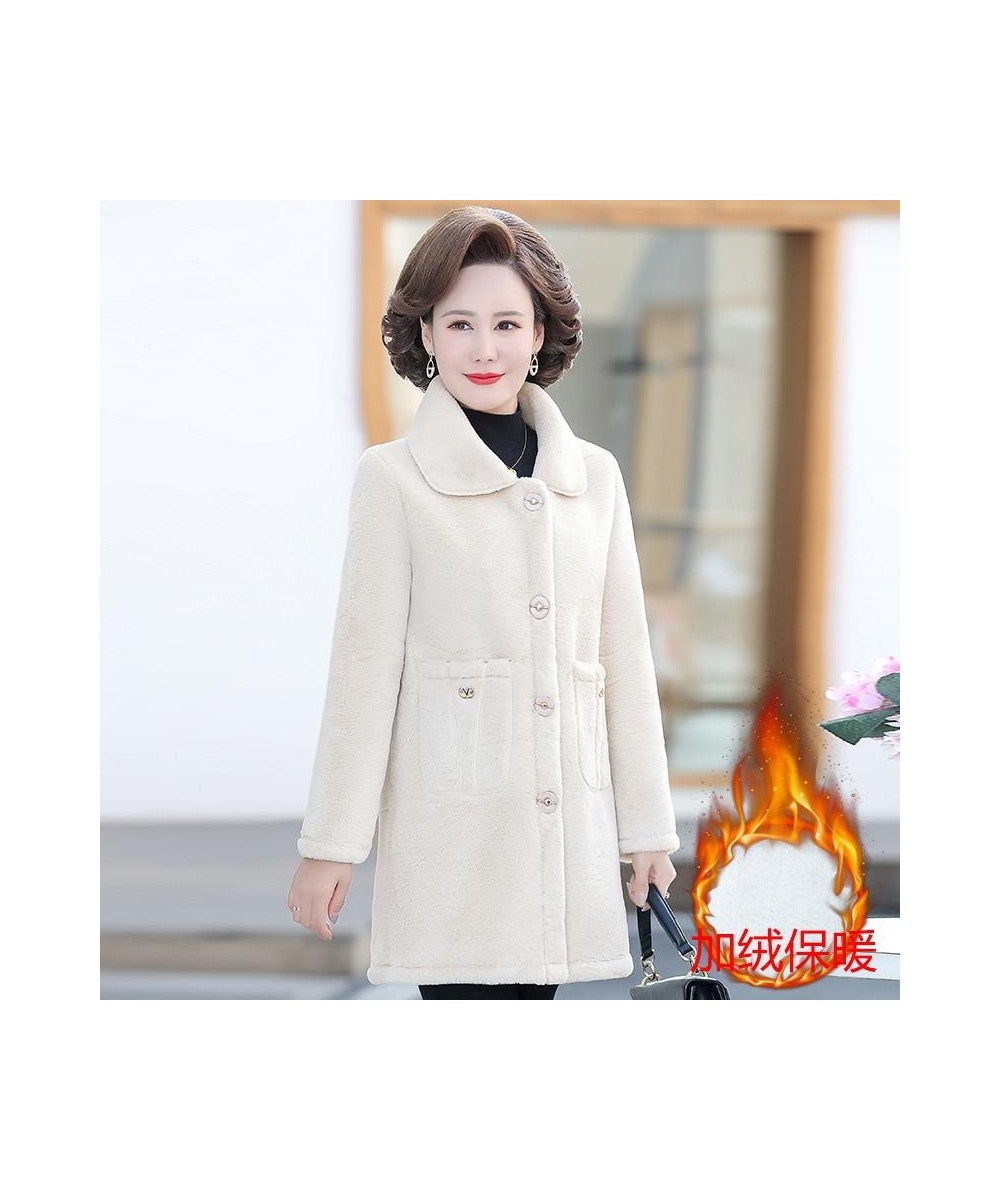 Mother Winter Women Fur Lambswool Plus Velvet Fashion Lamb Faux Fur Overcoat Fluffy Cozy Loose Outerwear Female Outerwear $69...