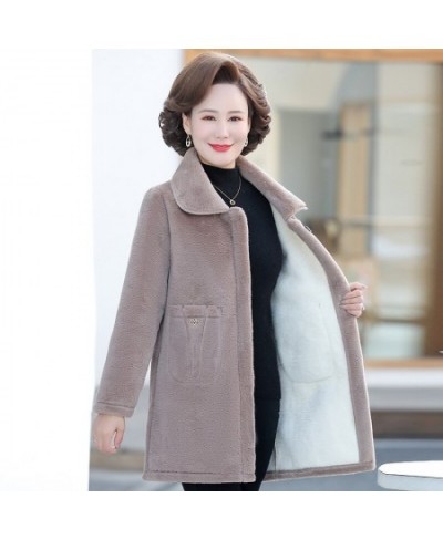 Mother Winter Women Fur Lambswool Plus Velvet Fashion Lamb Faux Fur Overcoat Fluffy Cozy Loose Outerwear Female Outerwear $69...