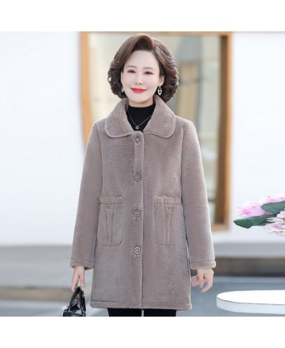 Mother Winter Women Fur Lambswool Plus Velvet Fashion Lamb Faux Fur Overcoat Fluffy Cozy Loose Outerwear Female Outerwear $69...