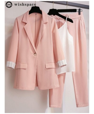 2023 spring plus size Korean elegant women's suit female blazer leisure pants Tweed suit jacket three piece jacket pants set ...