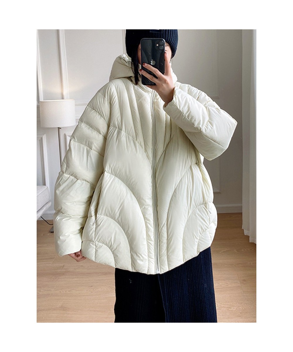 New Autumn Winter Women Hooded Loose White Duck Down Coat Casual Female Zipper Solid Color Warm Down Jacket Outwear $96.93 - ...