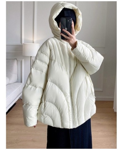 New Autumn Winter Women Hooded Loose White Duck Down Coat Casual Female Zipper Solid Color Warm Down Jacket Outwear $96.93 - ...