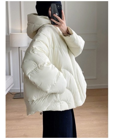 New Autumn Winter Women Hooded Loose White Duck Down Coat Casual Female Zipper Solid Color Warm Down Jacket Outwear $96.93 - ...