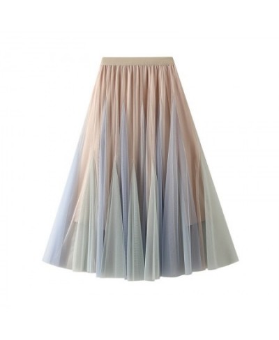 Camouflage Gradient Tulle Skirt Sweet Casual Loose Long Skirts for Womens High Waist Korean Style Fairy Skirt In Spring Summe...