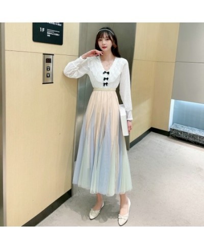 Camouflage Gradient Tulle Skirt Sweet Casual Loose Long Skirts for Womens High Waist Korean Style Fairy Skirt In Spring Summe...