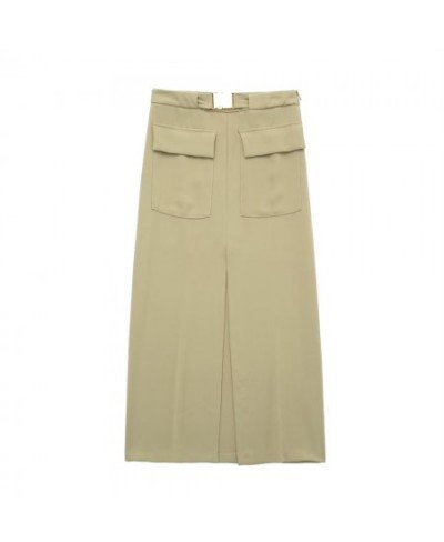 Spring New Skirt Women's Solid Color Flap Pocket Decoration With Belt Slit Design Tooling Skirt 9878097 $43.91 - Skirts