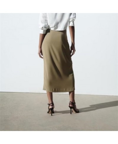 Spring New Skirt Women's Solid Color Flap Pocket Decoration With Belt Slit Design Tooling Skirt 9878097 $43.91 - Skirts