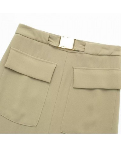 Spring New Skirt Women's Solid Color Flap Pocket Decoration With Belt Slit Design Tooling Skirt 9878097 $43.91 - Skirts