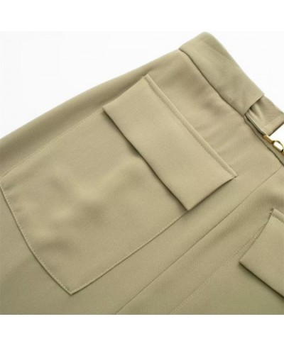 Spring New Skirt Women's Solid Color Flap Pocket Decoration With Belt Slit Design Tooling Skirt 9878097 $43.91 - Skirts