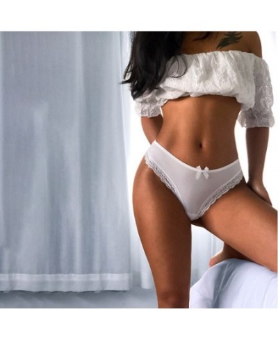 Ice Silk Mesh Lace Sexy Women's Underwear Bow Hollow Out String Sex Panties Crotch Cotton Seamless Briefs Tanga Thong $14.23 ...