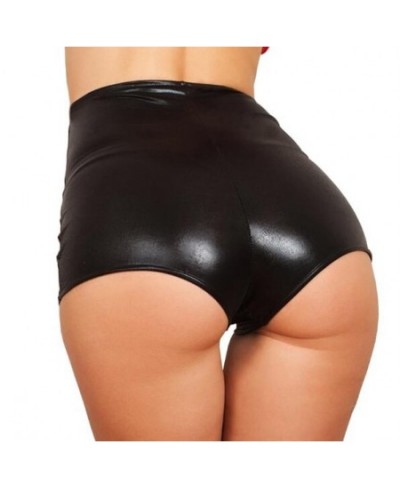 High waist pu skirt secretary clothes sexy stretch sports yoga pants nightclub style sexy imitation leather shorts $24.76 - B...