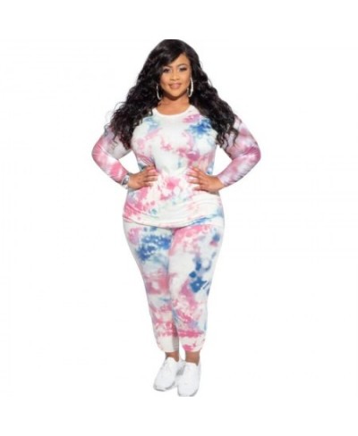 XL-5XL Fall Outfits Women Clothing Plus Size Two Piece Sets Fashion Casual Tie Dye Long Sleeve Female Sport Pants Suits $51.3...