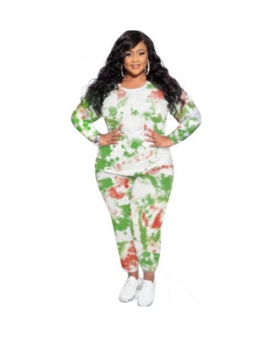 XL-5XL Fall Outfits Women Clothing Plus Size Two Piece Sets Fashion Casual Tie Dye Long Sleeve Female Sport Pants Suits $51.3...