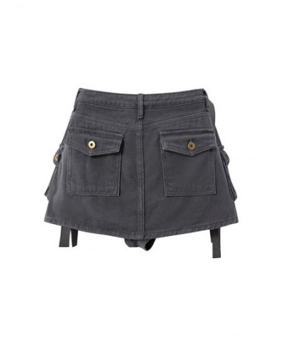 Grey Mini Skirts Womens 2022 High Waist Cargo Skirt Fashion Autumn Winter Woman Skirt Streetwear Short Skirts Pockets For Wom...