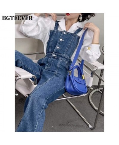 Casual Loose Women Suspender Jeans Spring Summer High Waist Single-breasted Split Female Denim Trousers 2022 $57.41 - Jeans