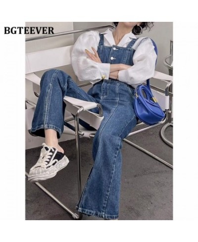 Casual Loose Women Suspender Jeans Spring Summer High Waist Single-breasted Split Female Denim Trousers 2022 $57.41 - Jeans