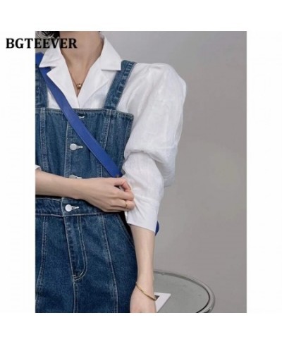 Casual Loose Women Suspender Jeans Spring Summer High Waist Single-breasted Split Female Denim Trousers 2022 $57.41 - Jeans