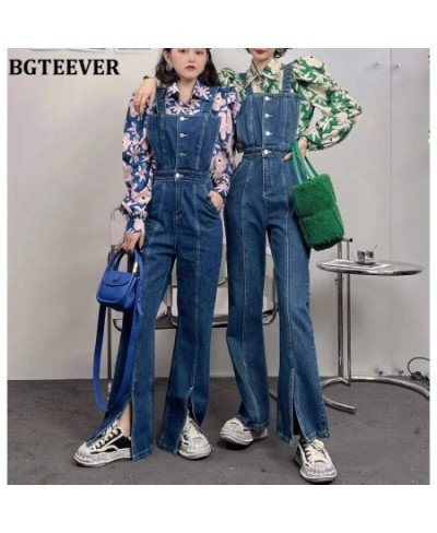 Casual Loose Women Suspender Jeans Spring Summer High Waist Single-breasted Split Female Denim Trousers 2022 $57.41 - Jeans