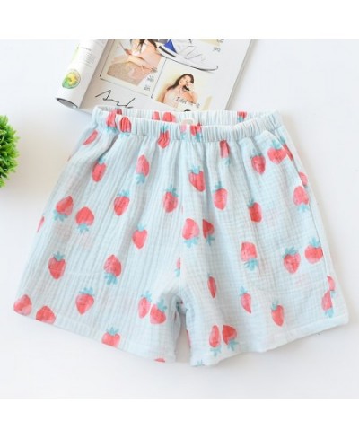 Womens Shorts Summer Cotton Gauze Sleep Shorts Cute Strawberry Student Pants Leisure Lounge Shorts Sleep Wear for Women Pyjam...