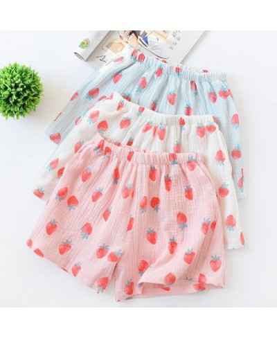 Womens Shorts Summer Cotton Gauze Sleep Shorts Cute Strawberry Student Pants Leisure Lounge Shorts Sleep Wear for Women Pyjam...