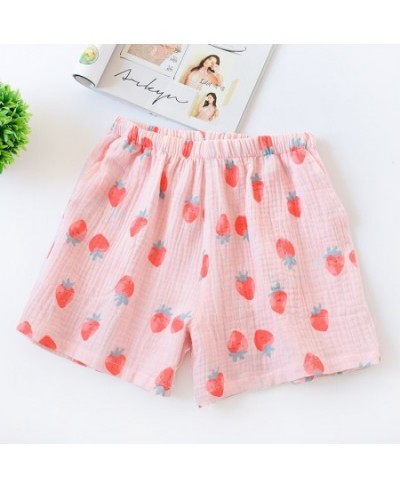 Womens Shorts Summer Cotton Gauze Sleep Shorts Cute Strawberry Student Pants Leisure Lounge Shorts Sleep Wear for Women Pyjam...