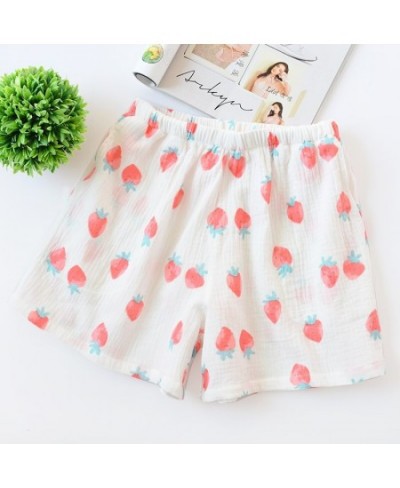 Womens Shorts Summer Cotton Gauze Sleep Shorts Cute Strawberry Student Pants Leisure Lounge Shorts Sleep Wear for Women Pyjam...