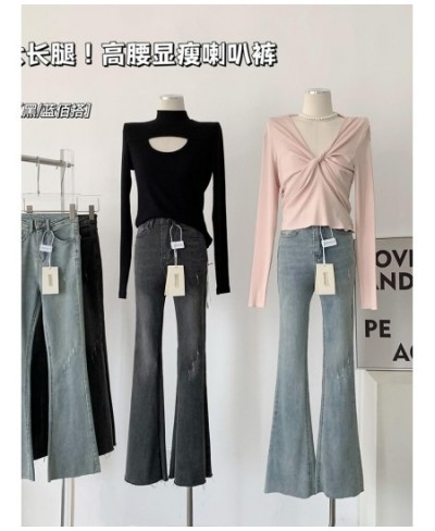 2000s Retro Wash Women Denim Flare Trousers High Waist Female Cozy All-match Bell-Bottoms Y2K Vintage Soft Full Length Design...