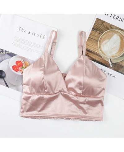 Women's Ice Silk Bra Top V-Neck Seamless Vest Bras Sexy Female Wireless Push Up Lingerie Sleep Underwear unwired Padded $14.0...