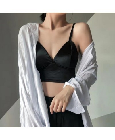 Women's Ice Silk Bra Top V-Neck Seamless Vest Bras Sexy Female Wireless Push Up Lingerie Sleep Underwear unwired Padded $14.0...