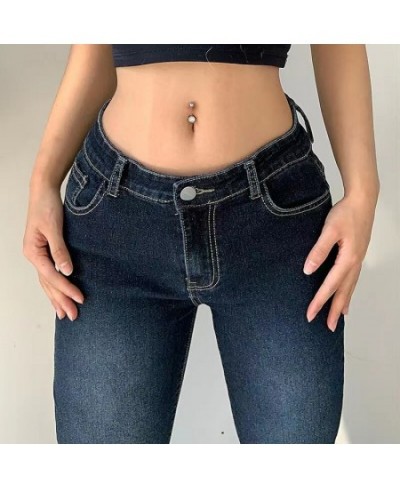 Ladies Low Waist Flared Trousers Women Stylish Gradient Blue Flare Jeans Fashion Ladies Denim Pants Rise Skinny Wide Leg Pant...