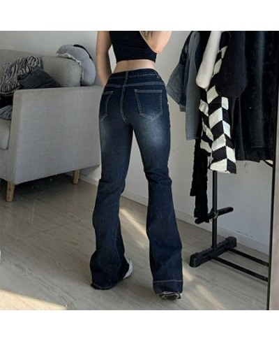 Ladies Low Waist Flared Trousers Women Stylish Gradient Blue Flare Jeans Fashion Ladies Denim Pants Rise Skinny Wide Leg Pant...