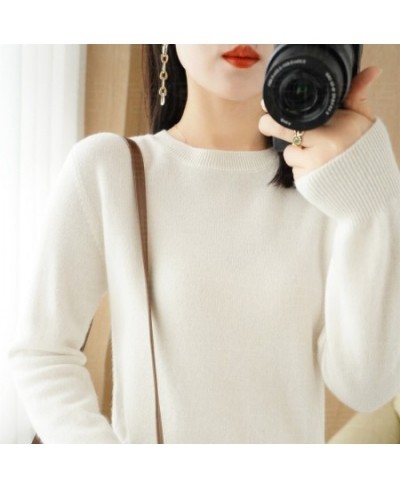 Autumn And Winter New Women's Solid Color Round Neck Sweater Pullover Fashion Long-sleeved Knitted Bottoming Shirt Women's To...