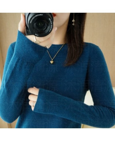 Autumn And Winter New Women's Solid Color Round Neck Sweater Pullover Fashion Long-sleeved Knitted Bottoming Shirt Women's To...