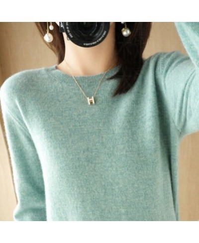 Autumn And Winter New Women's Solid Color Round Neck Sweater Pullover Fashion Long-sleeved Knitted Bottoming Shirt Women's To...