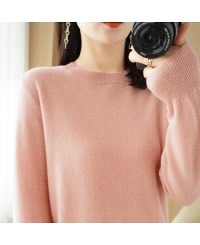 Autumn And Winter New Women's Solid Color Round Neck Sweater Pullover Fashion Long-sleeved Knitted Bottoming Shirt Women's To...