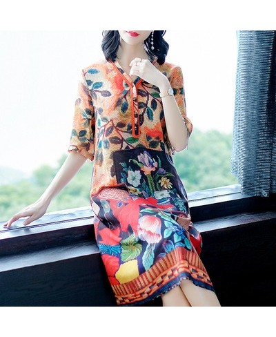 Imitate Real Silk Dress Plus Size 2023 New Summer Women Silk Dress Loose Half Sleeved Print A-line Dresses Beach Casual Cloth...