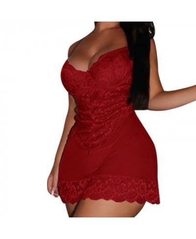 Sexy Backless Lace Women's Nighgown Sleepwear Slips Strap Nightdress V Neck Chemise Lace Lingerie Underwear pijama mujer 2022...