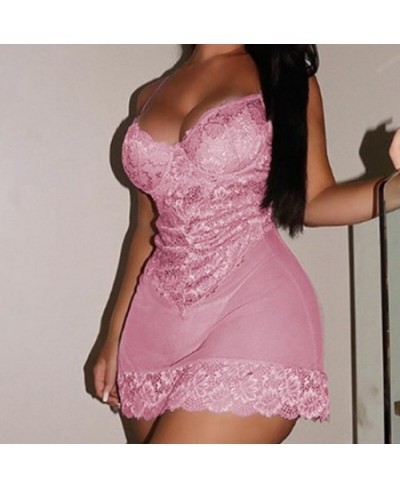 Sexy Backless Lace Women's Nighgown Sleepwear Slips Strap Nightdress V Neck Chemise Lace Lingerie Underwear pijama mujer 2022...