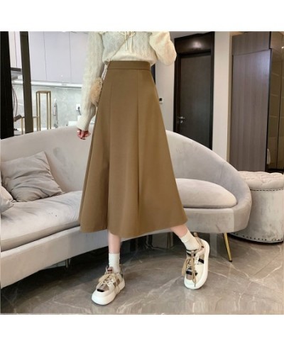 Medium length woolen skirt for women in autumn Korean version 2022 new style high waist slim and big skirt A-line skirt ins $...